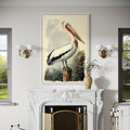 Vintage Pelican Framed Canvas Wall Art