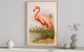 Vintage Pink Flamingo Painting Framed Canvas Wall Art