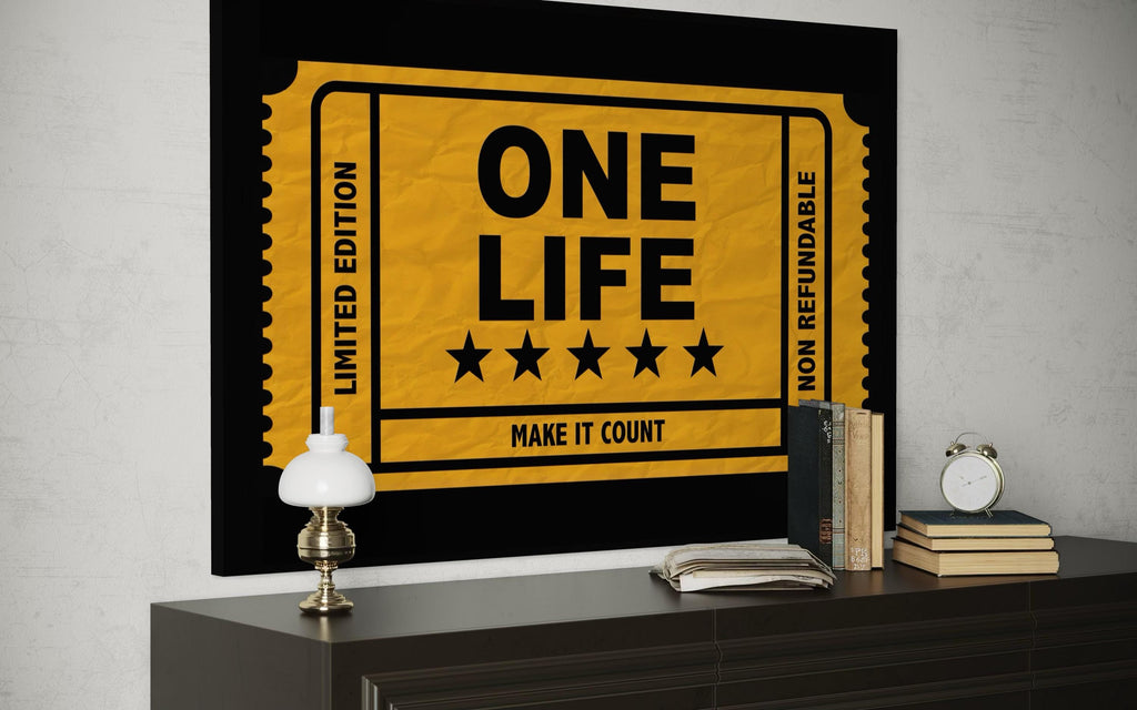 Vintage Ticket Wall Art - Motivational Canvas Print With Bold Typography | Decor For Men