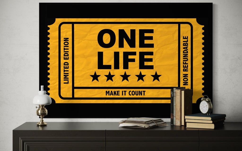 Vintage Ticket Wall Art - Motivational Canvas Print With Bold Typography | Decor For Men