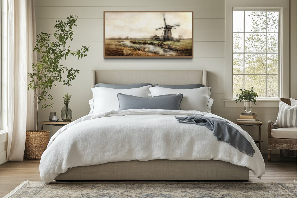 Vintage Windmill Wall Art - Old Windmill Canvas Print | Rustic Farmhouse Decor