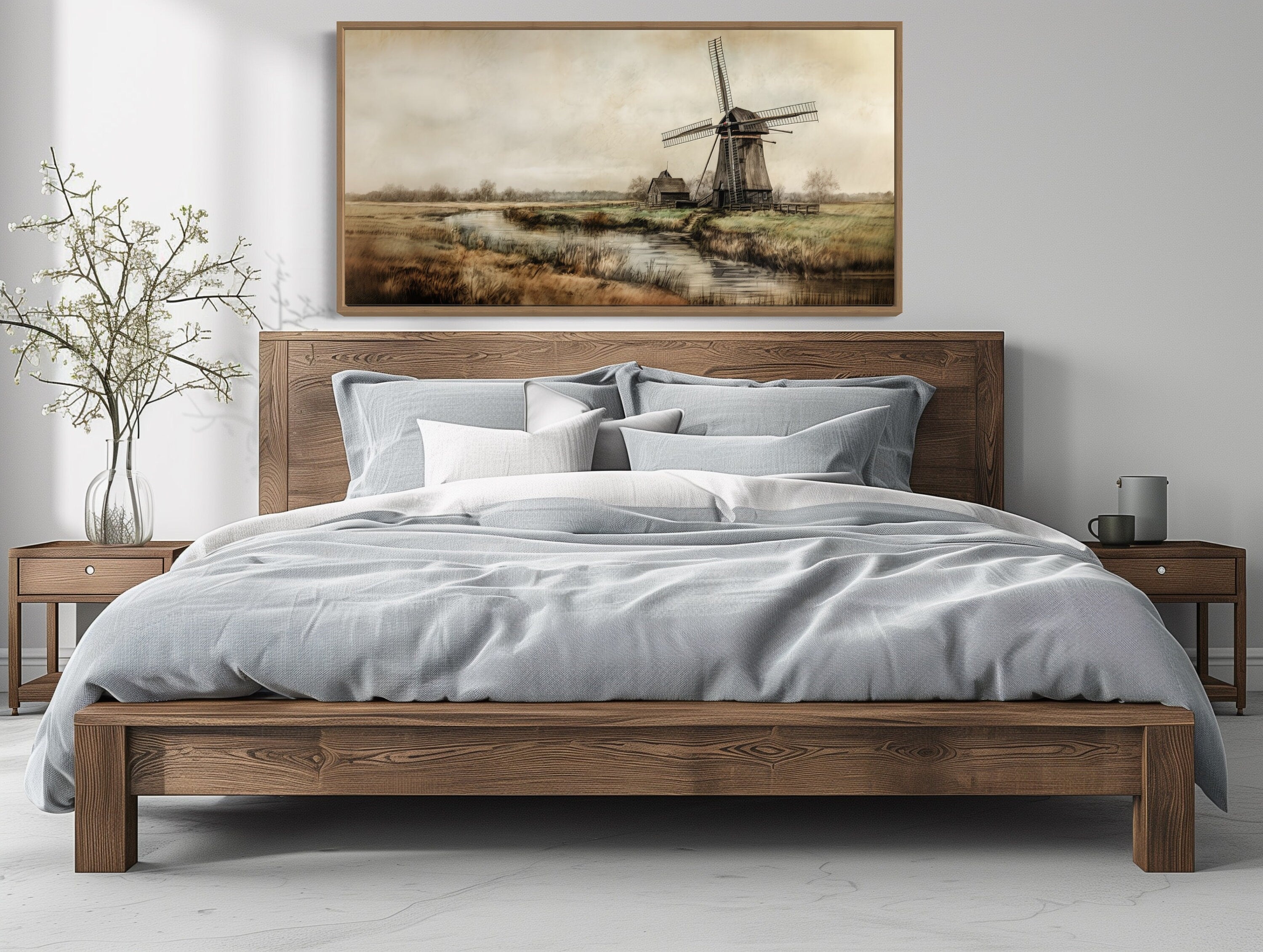 Vintage Windmill Wall Art - Old Windmill Canvas Print | Rustic Farmhouse Decor