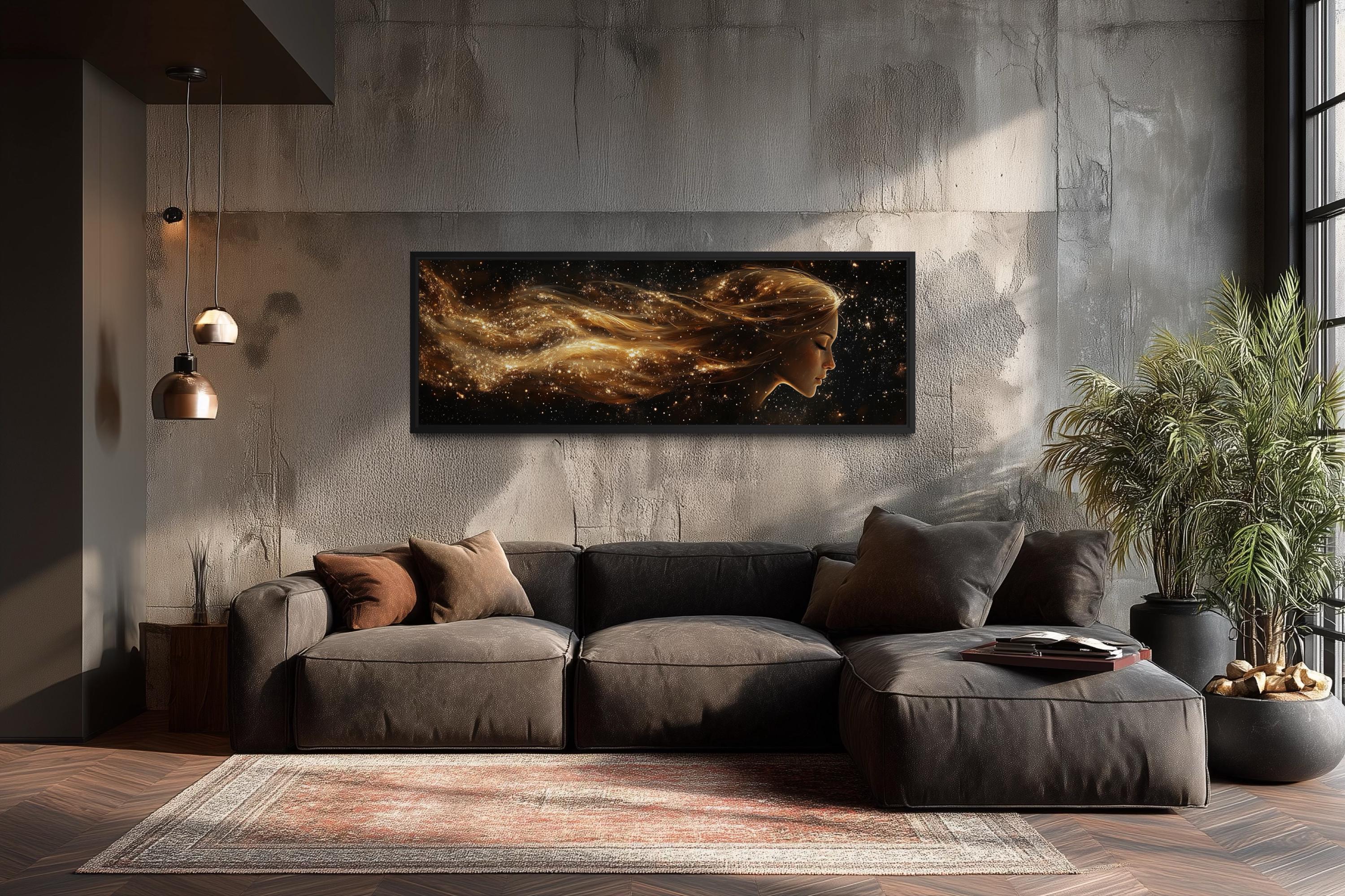 Virgo Zodiac Wall Art – Black Gold Celestial Canvas | Elegant Astrology Inspired Decor