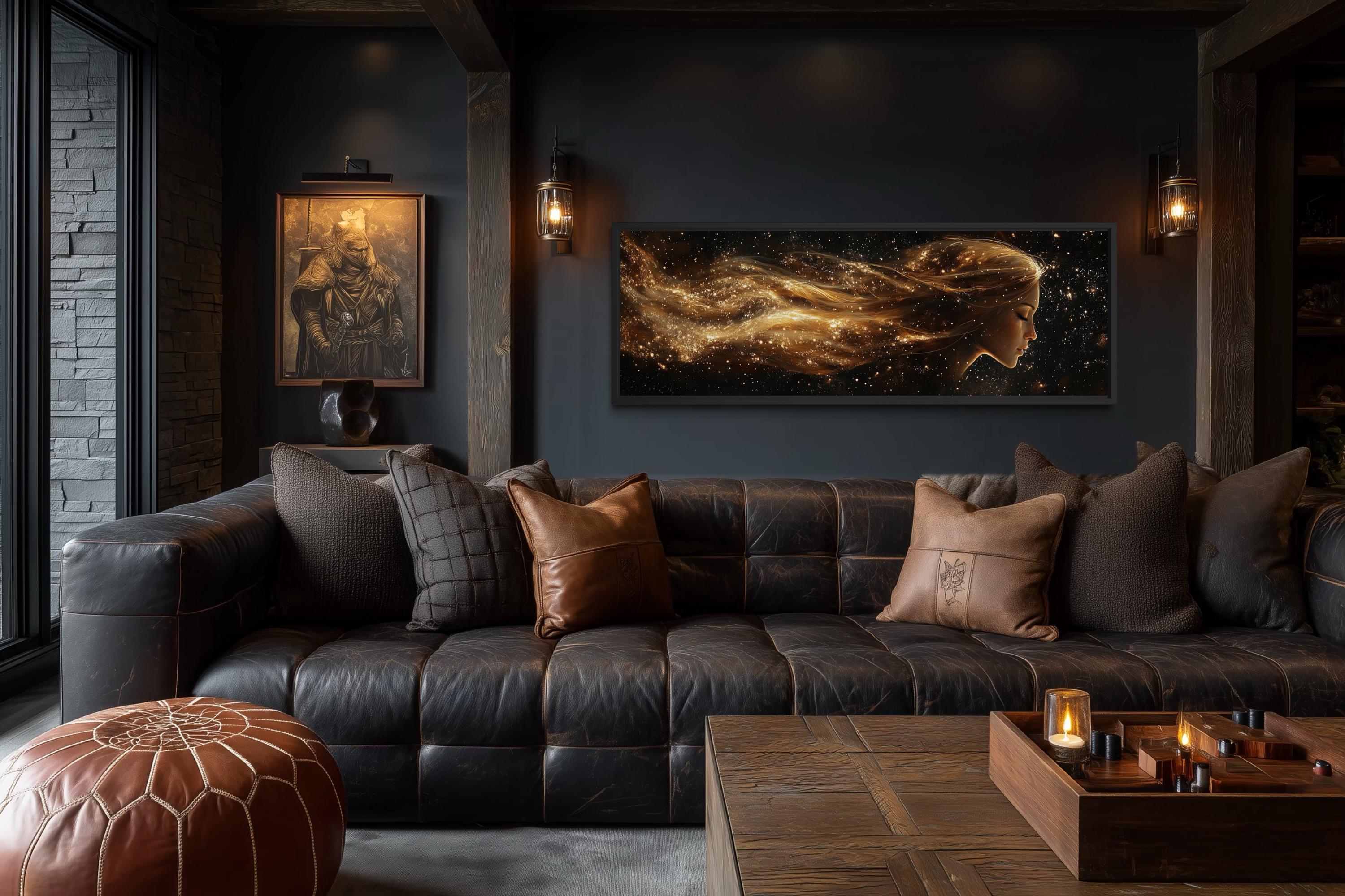 Virgo Zodiac Wall Art – Black Gold Celestial Canvas | Elegant Astrology Inspired Decor