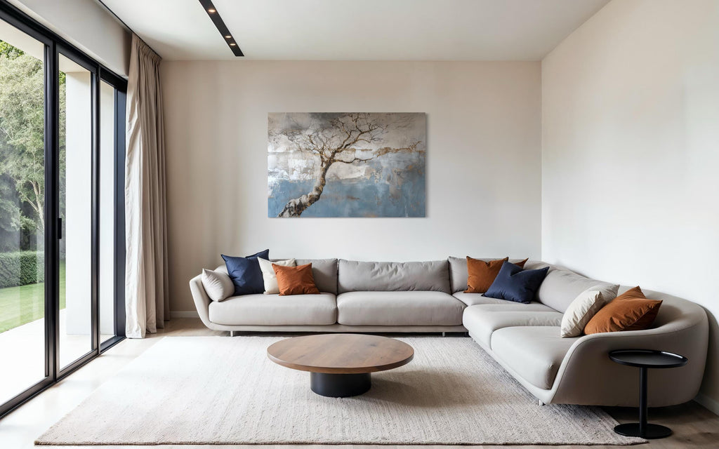 Wabi Sabi Tree Landscape Zen Canvas Wall Art for Above Fireplace