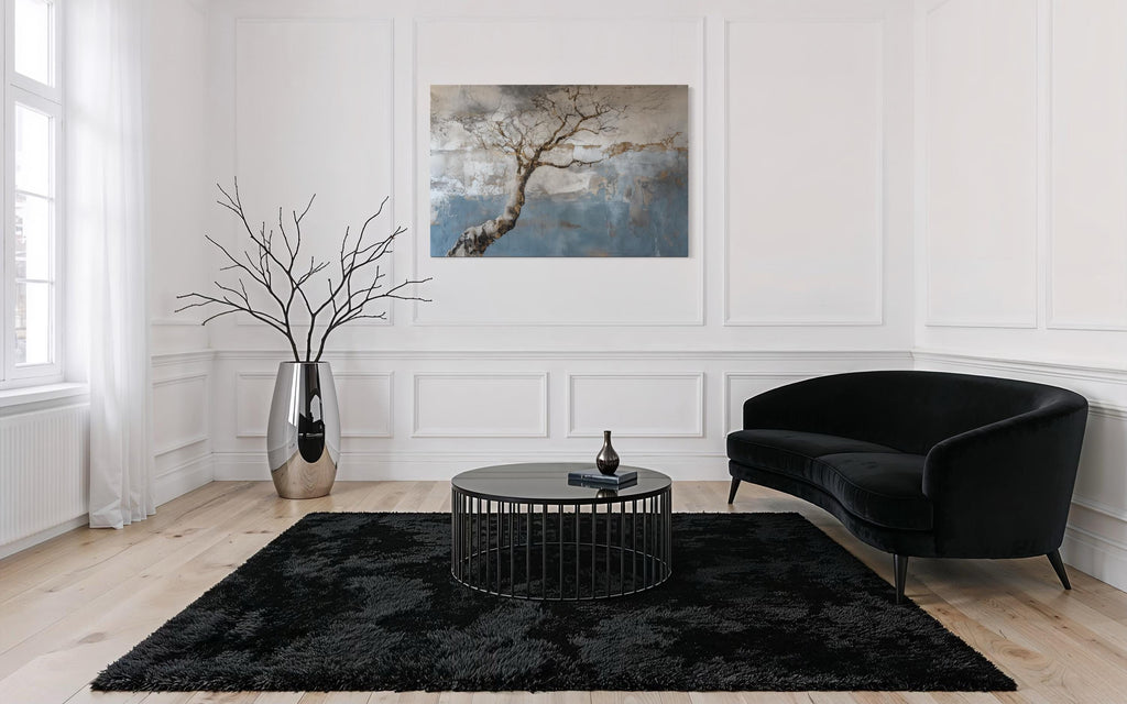 Wabi Sabi Tree Landscape Zen Canvas Wall Art for Above Fireplace