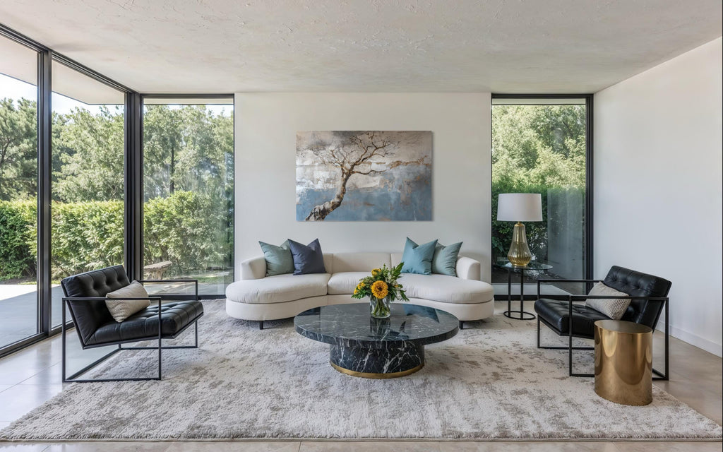 Wabi Sabi Tree Landscape Zen Canvas Wall Art for Above Fireplace