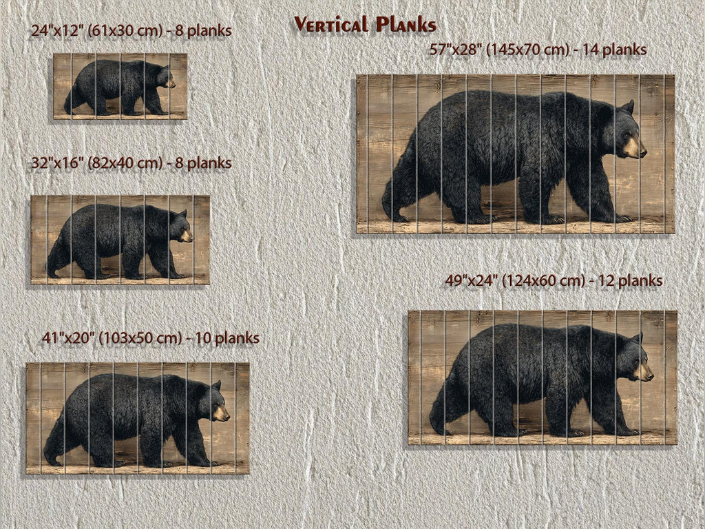Walking Black Bear Large Horizontal Wood Wall Art For  Rustic Cabin Or Hunting Lodge Decor