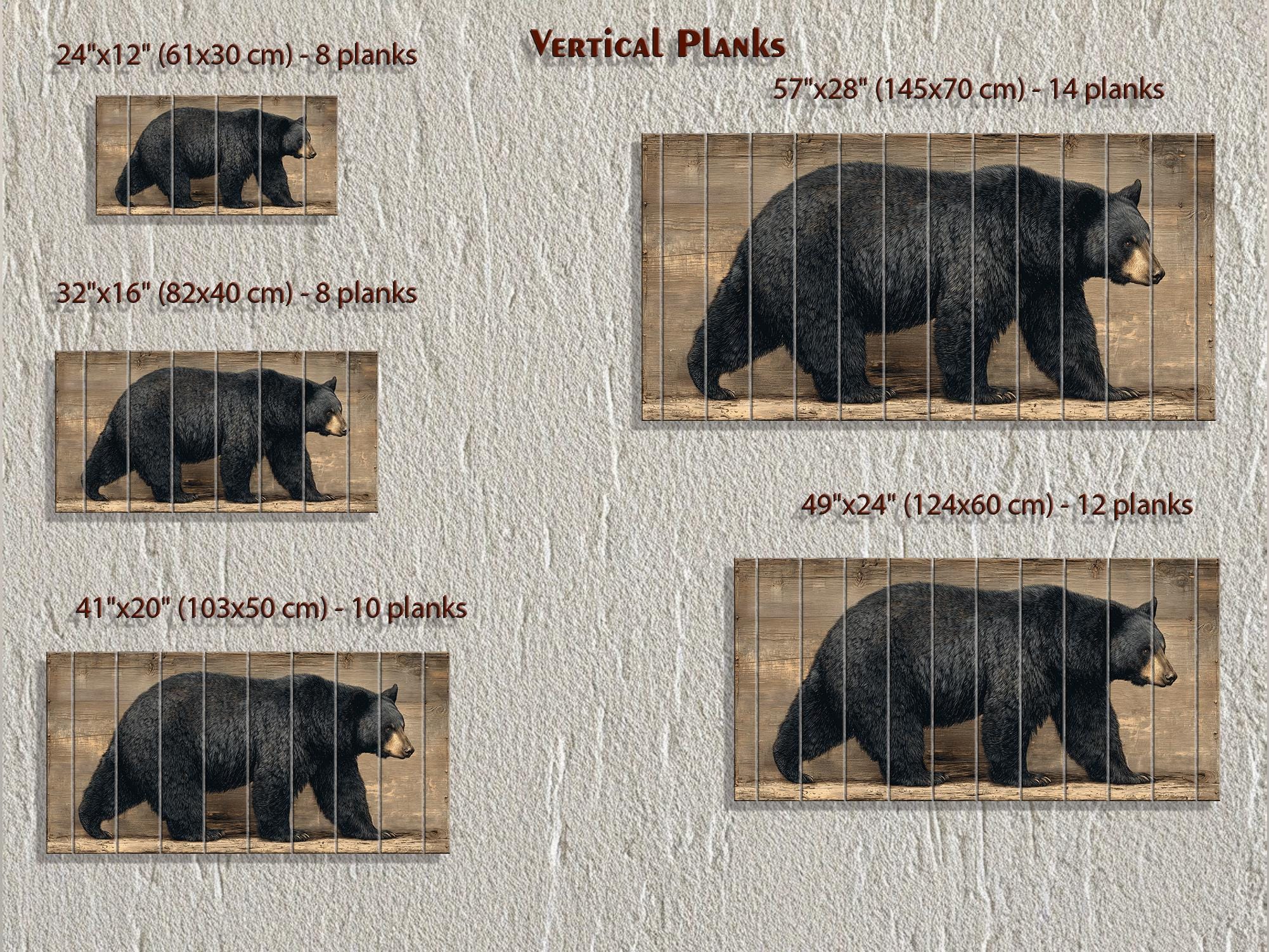Walking Black Bear Large Horizontal Wood Wall Art For  Rustic Cabin Or Hunting Lodge Decor