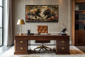 Wall Street Bull Fighting Bear Graffiti Painting Extra Large Canvas Wall Art