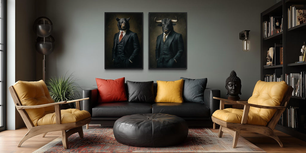Wall Street Canvas Print - Bull And Bear Art Set | Executive Office Decor