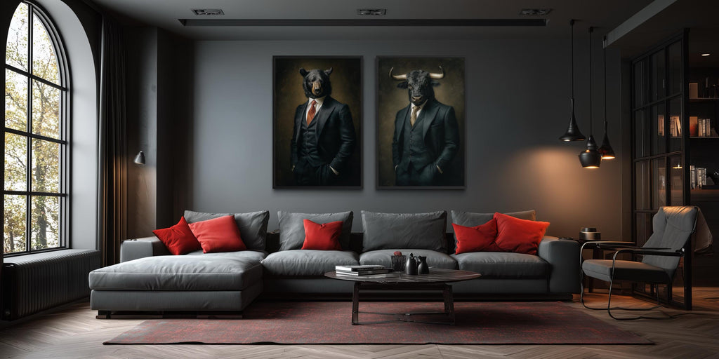 Wall Street Canvas Print - Bull And Bear Art Set | Executive Office Decor