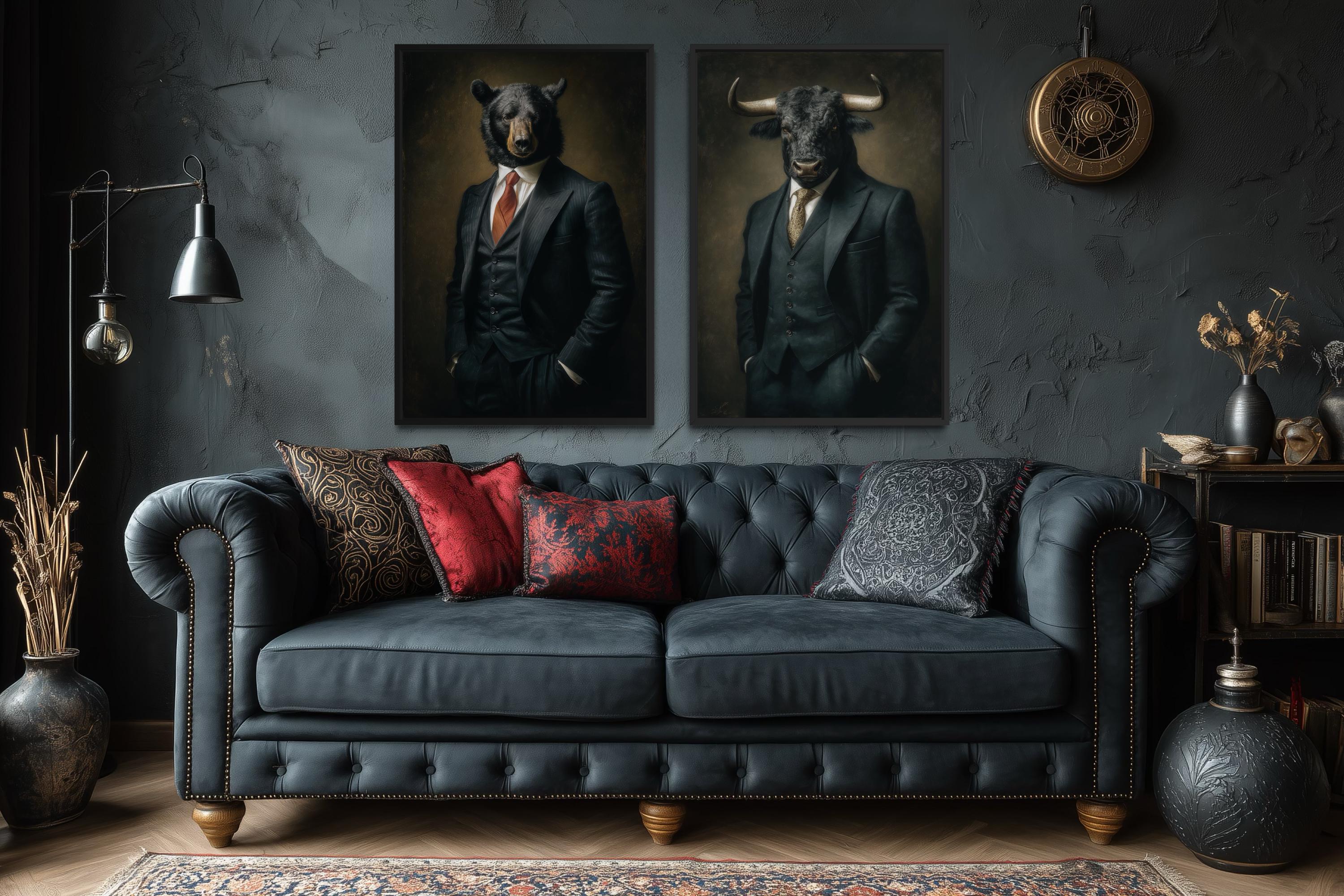Wall Street Canvas Print - Bull And Bear Art Set | Executive Office Decor
