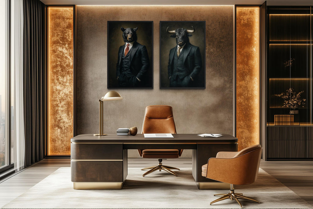 Wall Street Canvas Print - Bull And Bear Art Set | Executive Office Decor