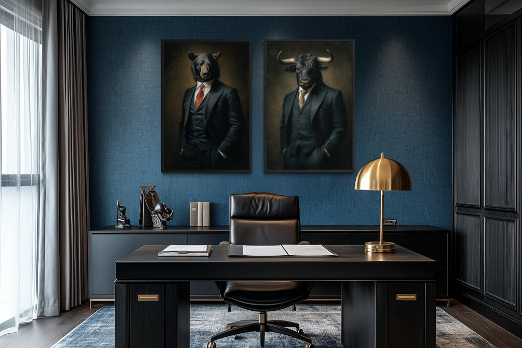 Wall Street Canvas Print - Bull And Bear Art Set | Executive Office Decor