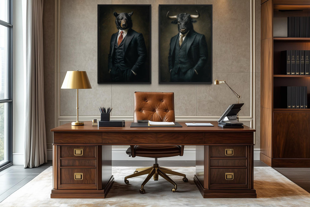 Wall Street Canvas Print - Bull And Bear Art Set | Executive Office Decor