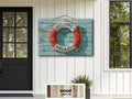 Welcome Aboard Lifebuoy Distressed Wood Sign | Coastal Beach House Or Pool Sign Decor