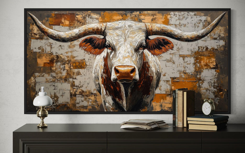 Western Longhorn Bull Extra Large Canvas Wall Art