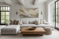 White Gold Elegant Abstract Painting Living Room Wall Decor
