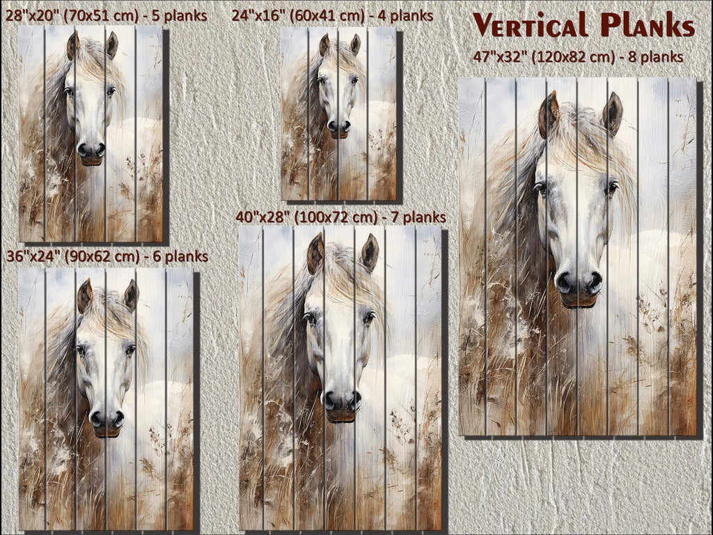 White Horse Distressed Wood Wall Art
