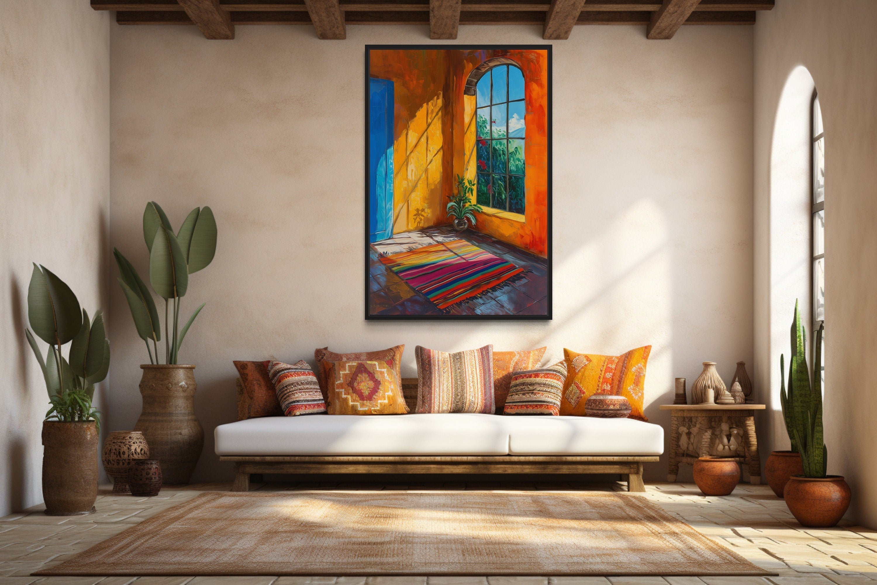 Window in Mexican House Colorful Wall Decor