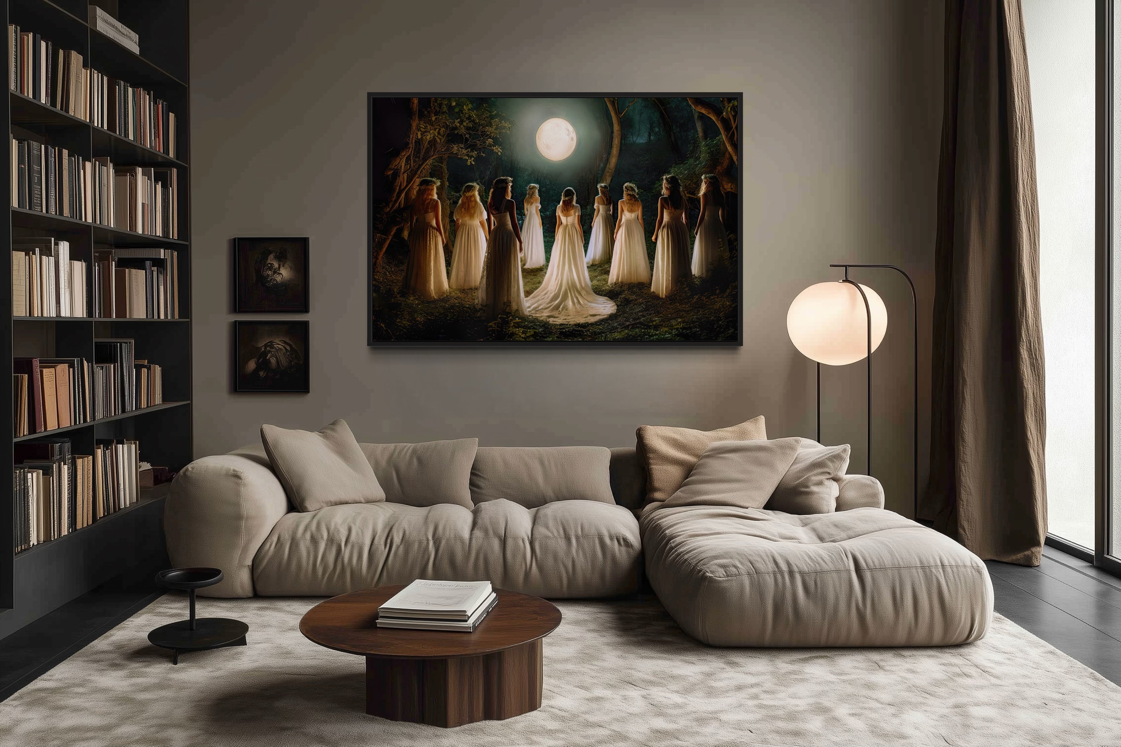 Witches Dancing In Circle In Magical Forest Moon Calling Witch Wall Art