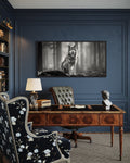 Wolf In The Forest Black White Photography Framed Canvas Wall Art