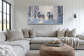 Wolves in Winter Forest Snow Framed Canvas Wall Art