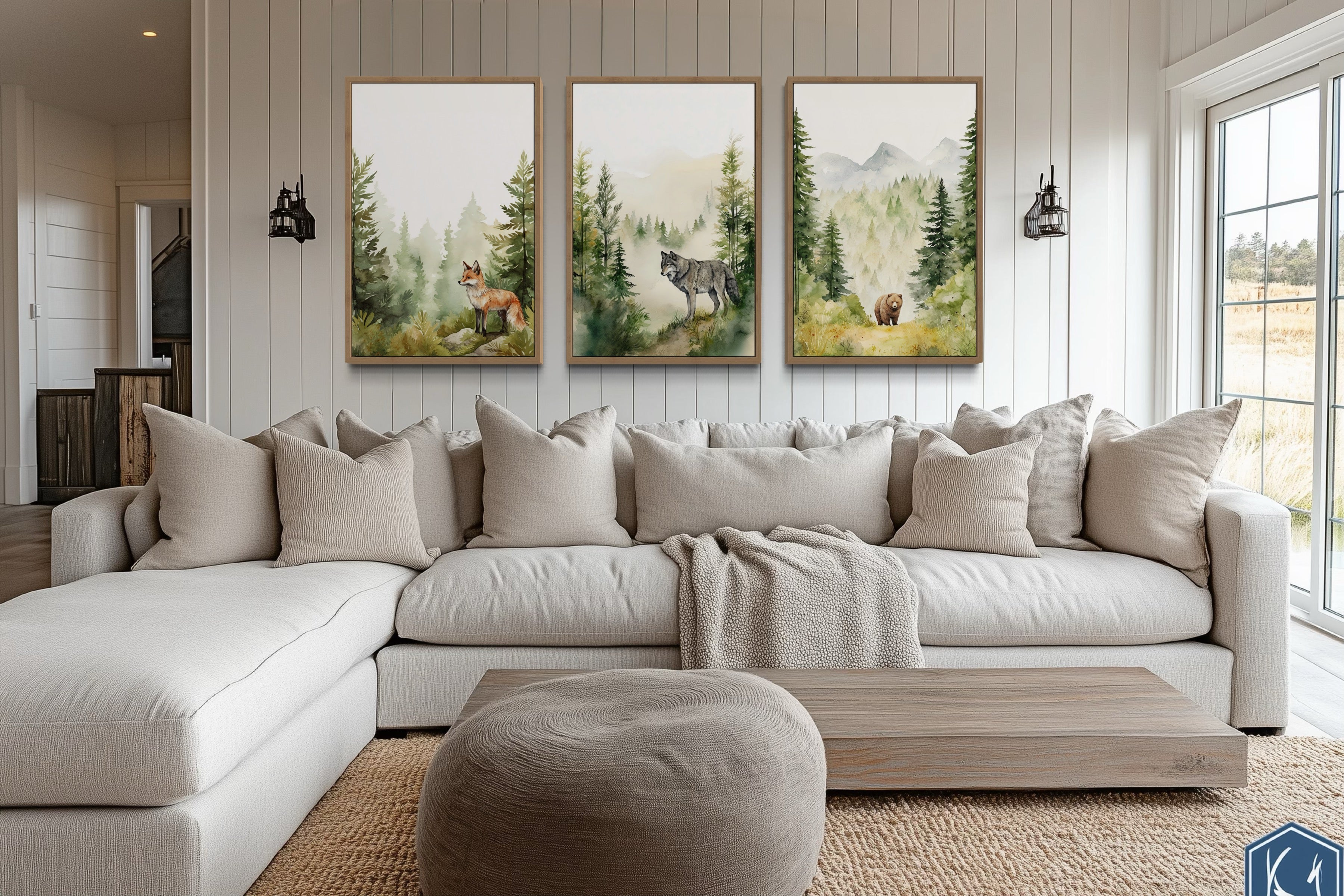 Woodland Animals Fox Bear And Wolf In The Forest Nursery Wall Art
