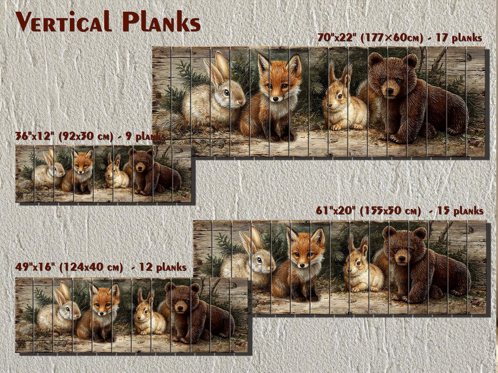 Woodland Animals Wall Art - Distressed Wood Art | Fox Rabbit Bear Rustic Cabin Decor