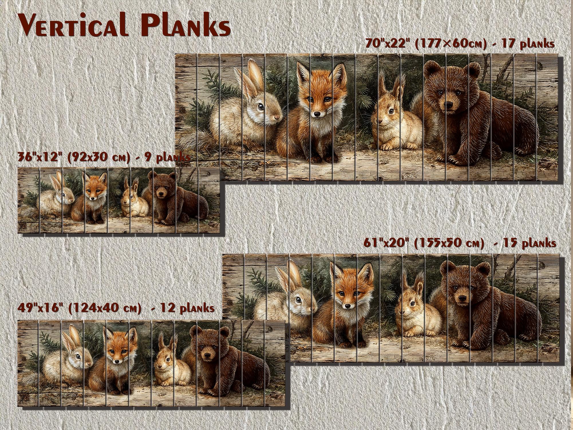 Woodland Animals Wall Art - Distressed Wood Art | Fox Rabbit Bear Rustic Cabin Decor