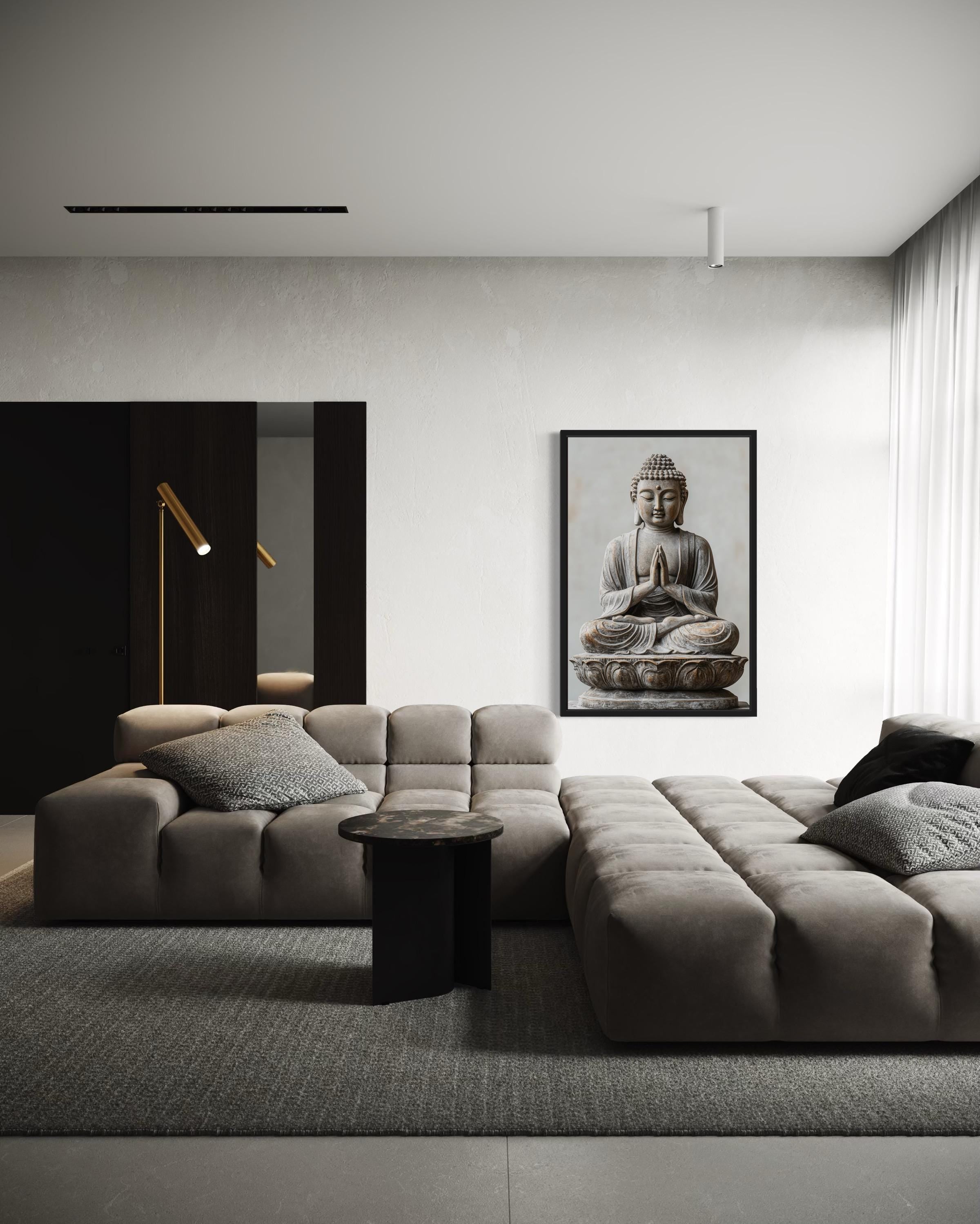 Zen Buddha Statue Painting Framed Canvas Wall Art